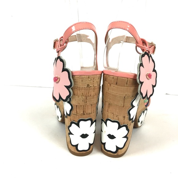 New Kate Spade ♠️ Gerry Platform Floral   Leather Multicolor Sandals size 7.5 - Picture 4 of 12